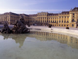 Exterior of the Schloss Schonbrunn  with Fountain and Pool in Front  Vienna