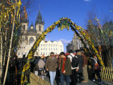 Easter Decorations on Old Town Square  Stare Mesto  Prague  Czech Republic