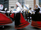 Spaniards in National Dress Performing Outdoors  Plaza De La Puerto Del Sol  Centro  Madrid  Spain