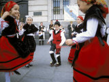 Spanish Children in National Dress Performing Outdoors at Plaza De La Puerto Del Sol  Madrid  Spain