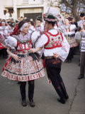 Chosen Couple in Traditional Dress  Dancing  St Martin Feast with Wreath Festival  Brnensko