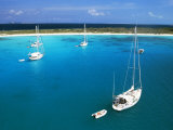 Chaito  Sailing Boat of the Floating Village in the Foreground  Crasqui  Los Roques  Venezuela