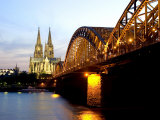 Cologne Cathedral and Hohenzollern Bridge at Night  Cologne  North Rhine Westphalia  Germany