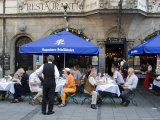 People Sitting Outside the Popular Augustiner Restaurant  Munich  Bavaria  Germany