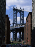 Empire State Building in Distance Seen Through Manhattan Bridge  Brooklyn  New York  USA