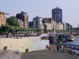 View Over the Rheinuferpromenade Along River Rhine  Dusseldorf  North Rhine Westphalia