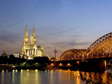 Cologne Cathedral and Hohenzollern Bridge at Night  Cologne  North Rhine Westphalia  Germany