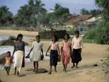 Young Girls Walking on the Beach  Hikkaduwa  Sri Lanka