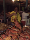 Local Woman Selling Lobsters at the Seafood Friday Night  Anse La Raye  St Lucia  West Indies