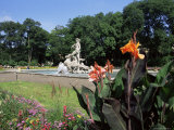 Neptune Statue in the Alter Botanical Garden  Munich  Bavaria  Germany