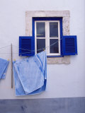 Laundry Hanging on Line at Window in the Moorish Quarter of Alfama  Lisbon  Portugal