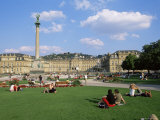Schlossplatz  King Wilhelm Jubilee Column  Neues Schloss  Stuttgart  Baden Wurttemberg  Germany