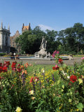 Neptune Statue in the Alter Botanical Garden  Munich  Bavaria  Germany