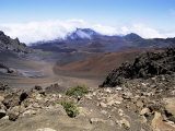 Cinder Cone and Iron-Rich Lava Weathered to Brown Oxide in the Crater of Haleakala