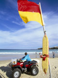Swimming Flag and Patrolling Lifeguard at Bondi Beach  Sydney  New South Wales  Australia