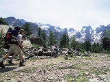 Hikers at Haut Asco  Corsica  France