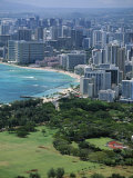 View North West from the Crater Rim of Diamond Head Towards Kapiolani Park and Waikiki