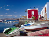 Boats and Old Red House  Old Port  Puerto Del Carmen  Lanzarote  Canary Islands  Spain