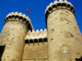 Twin Towered Stone Gates of Torres De Quart  in Old City Walls  Valencia  Spain