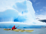 Person Kayaking Near Floating Icebergs  Lago Gray  Torres Del Paine National Park  Patagonia