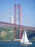 25th April Bridge Over the Tagus River and the Christ Statue in Background