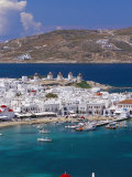 Aerial View of Mykonos (Hora) and Harbour  Mykonos (Mikonos)  Cyclades Islands  Greece