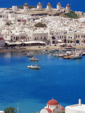 Aerial View of Mykonos  Hora and Harbour  Cyclades  Greek Islands  Greece  Mediterranean