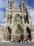 Tourists Outside Reims Cathedral  Dating from 13th and 14th Centuries  Champagne Region