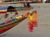 Floral Decoration on a Longtail Boat on River  Bangkok  Thailand  Southeast Asia
