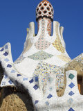 Bizarre Gaudi's Mosaics Roof  Guell Park (Parc Guell)  Barcelona  Catalonia (Cataluna)  Spain