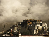 Image Taken in 2006 and Partially Toned  Dramatic Clouds Building Behind the Potala Palace  Tibet
