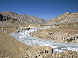 River Terraces on Tsarab River Between Himalaya and Zanskar Mountains  Ladakh  India