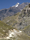 Rough Road Along Chenab Valley Between Lahaul and Spiti  Himachal Pradesh  India