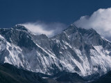 Mount Everest  Peak on the Left with Snow Plume  Seen Over Nuptse Ridge  Himalayas  Nepal