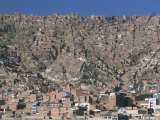 View Across City from El Alto  of Suburb Houses Stacked up Hillside  La Paz  Bolivia
