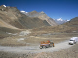 Trucks on Baralacha Pass  Road Only Open Three Months of Year  Ladakh  India