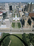 State Capitol and Downtown Seen from Gateway Arch  Which Casts a Shadow  St Louis  USA