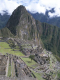 Classic View from Funerary Rock of Inca Town Site  Machu Picchu  Unesco World Heritage Site  Peru