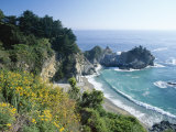 Spectacular Coastline with Waterfall  Julia Pfeiffer Burns State Park  Big Sur  USA