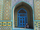 Pilgrim Sits in a Niche at the Shrine of Hazrat Ali  Mazar-I-Sharif  Afghanistan