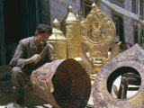 Metalsmith Making Temple Ornaments  Lhasa  Tibet  China