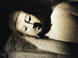 Detail of Stone Carving of the Buddha  Ellora Caves  Maharashtra State  India