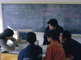 Students at a Computer Demonstration in a Class at a Rural School  China