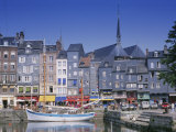 Old Harbour  St Catherine's Quay and Spire of St Catherine's Church Behind  Honfleur  France