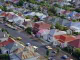 Aerial View of Wooden Villas  Corrugated Iron Roofs  Suburban Street  Auckland