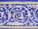 Abstract or Stylized Floral Motif  Chalk Blue and White Painted Mahal  the City Palace