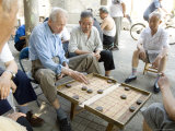 Elderly Men Playing a Form of Chess  Hu Hai Lake  Beijing  China