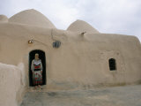 Woman in Doorway of a 200 Year Old Beehive House in the Desert  Ebla Area  Syria  Middle East