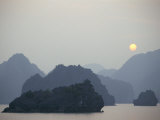 Sunset Against Limestone Grotto Islands  Halong Bay  Vietnam  Indochina  Southeast Asia