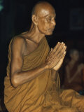 Buddhist Monk Meditating  Wat Suntorn  Bangkok  Thailand  Southeast Asia